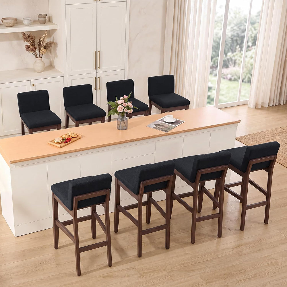 28.9 Inch Bar Stools Set of 2, Counter Height Bar Stools with Backs, Comforta...