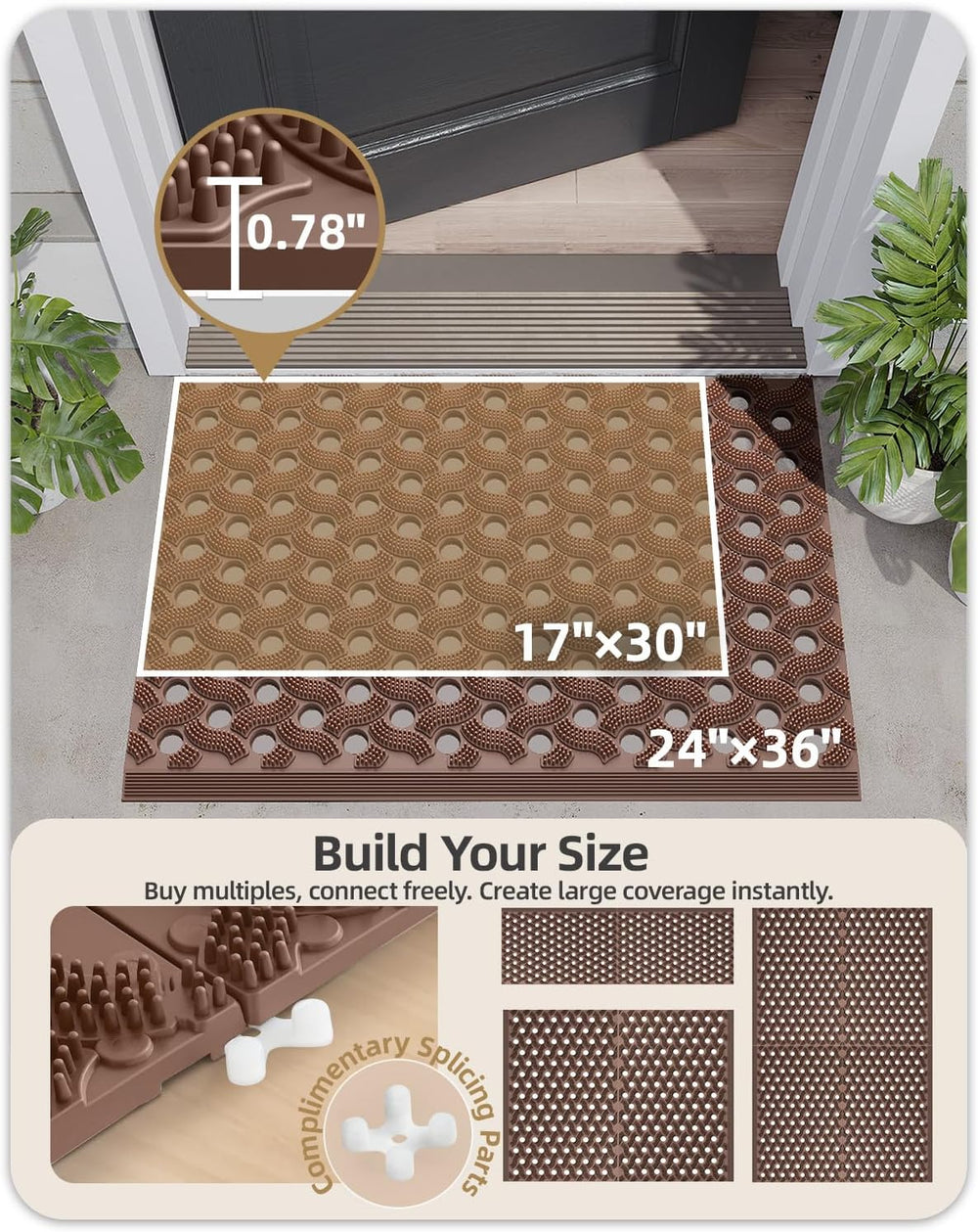 Color&Geometry Super Heavyweight TPE Welcome Mat Outdoor, 24"x36&quo...