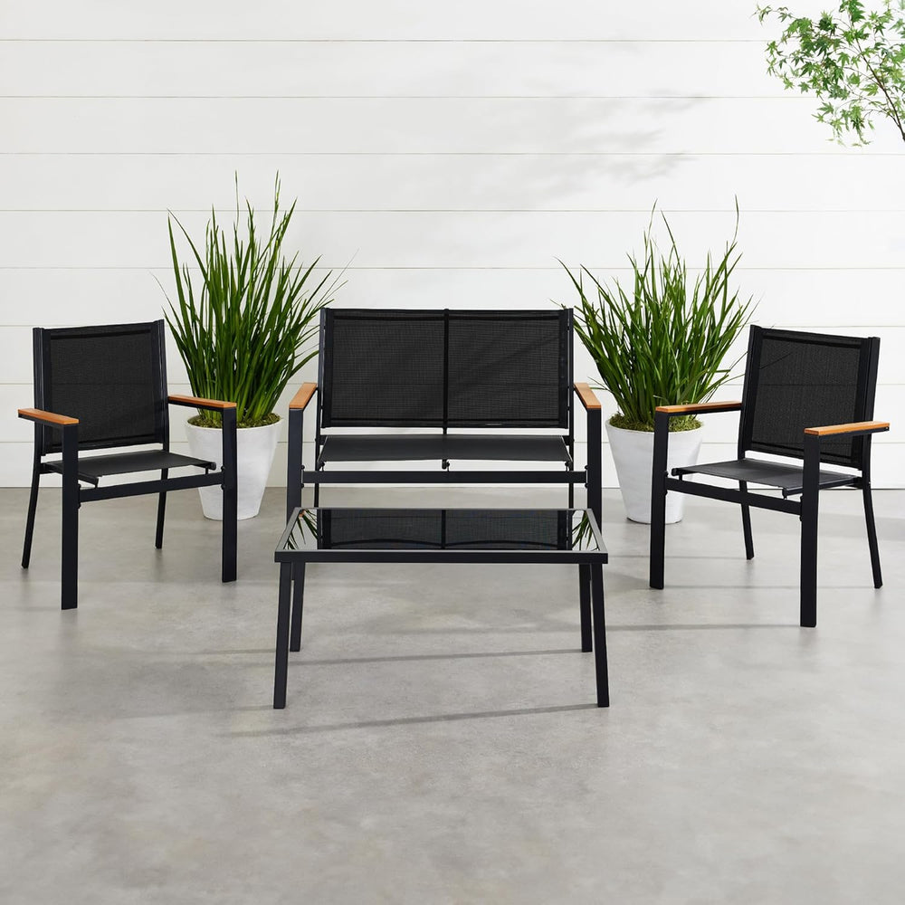 Best Choice Products 4-Piece Outdoor Textilene Patio Conversation Set, Backya...
