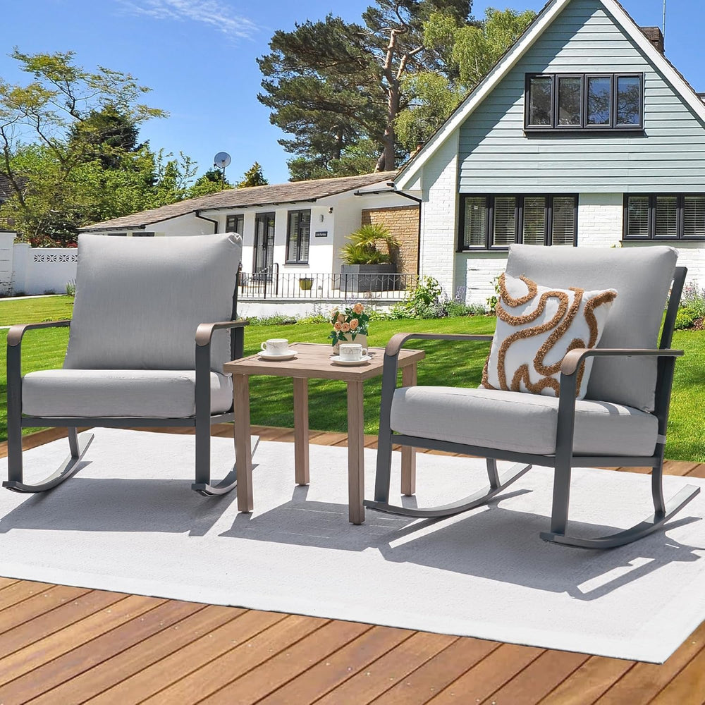 NATURAL EXPRESSIONS 3 Piece Patio Bistro Set, Glider Rocking Chairs & Table