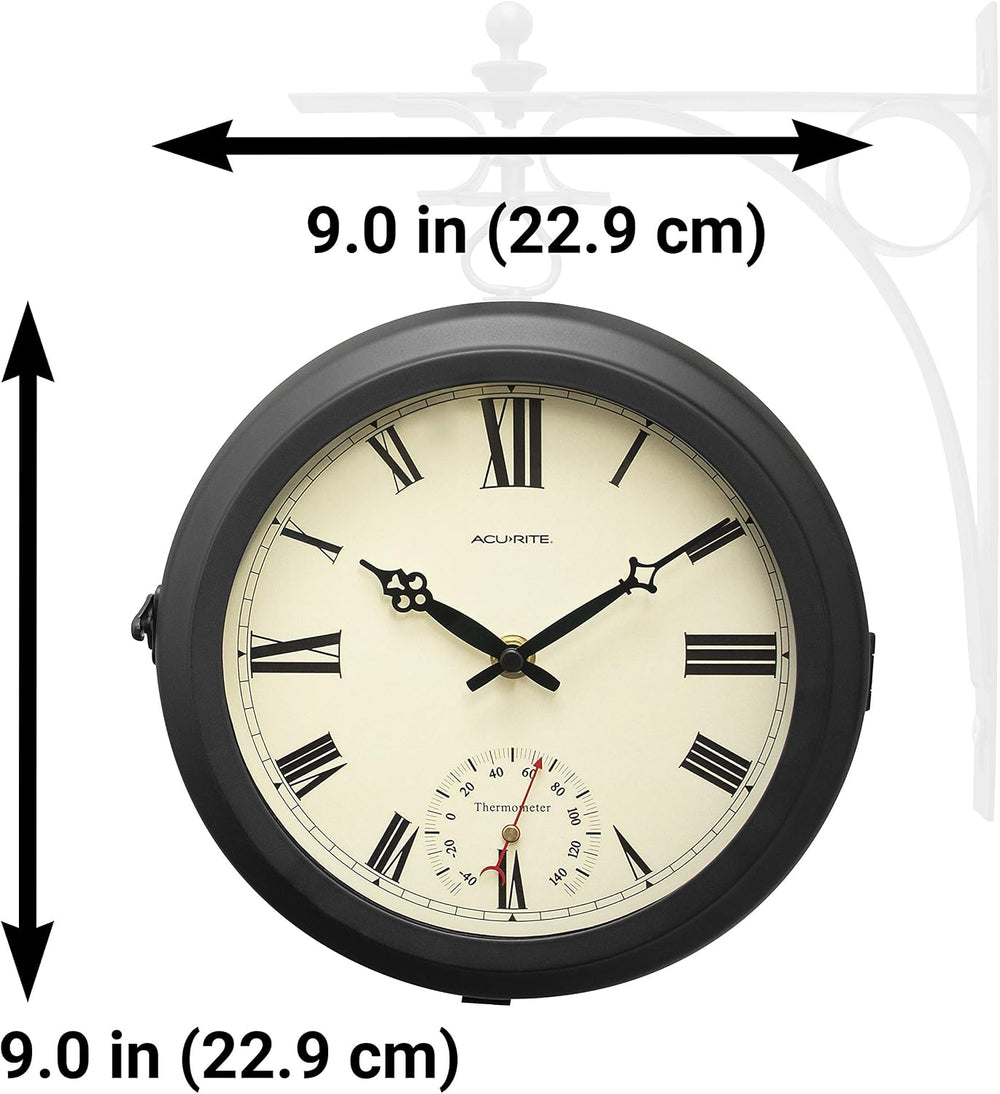 AcuRite 9-Inch Indoor/Outdoor Double-Sided Hanging Clock with 360-Degree Spin...