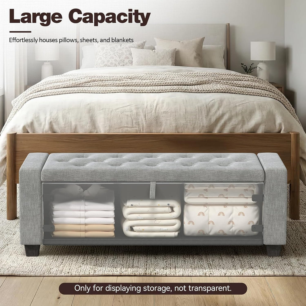 Storage Ottoman Bench, End of Bed Bench with Legs,Storage Chest with Safety H...