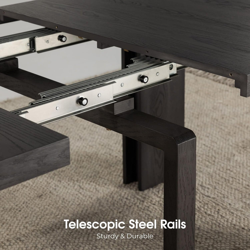 Transformer Table Solid Wood Extendable Dining Table, Black