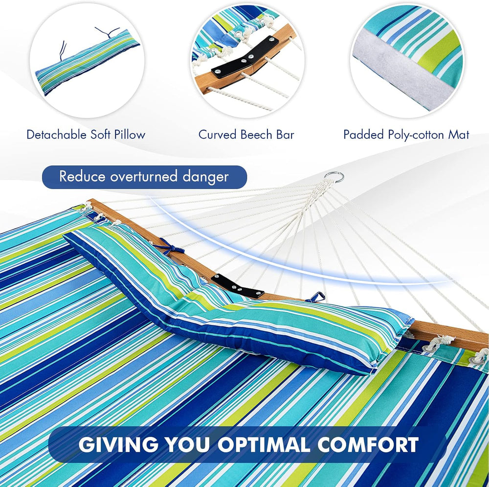 Goplus 10.5 FT Hammock, Quilted 2 Person Hammock w/Detachable Pillow, 330LBS ...