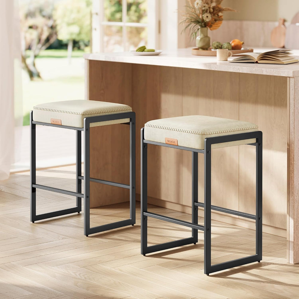 VASAGLE Bar Stools Set of 2, Counter Height, PU Leather, 26-Inch