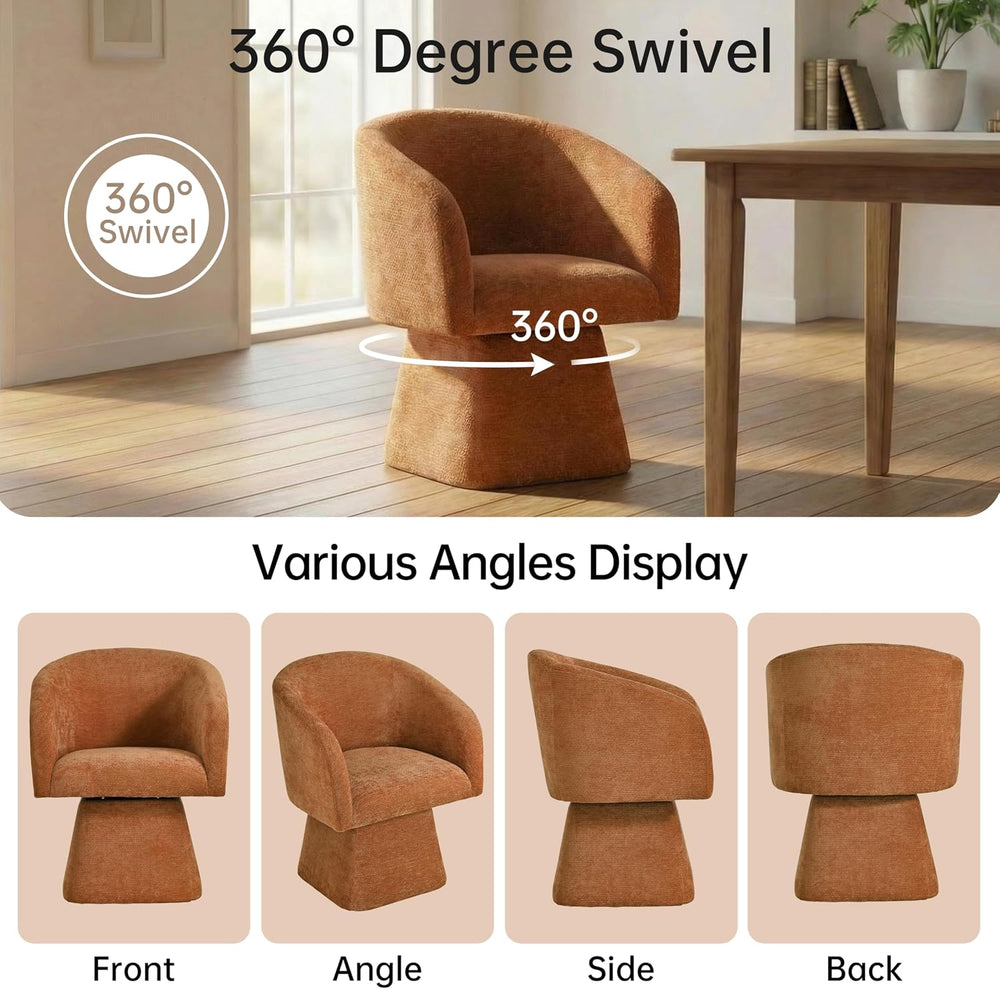 VKNOW Upholstered Swivel Dining Chairs Set of 2 with Barrel Back and Arm