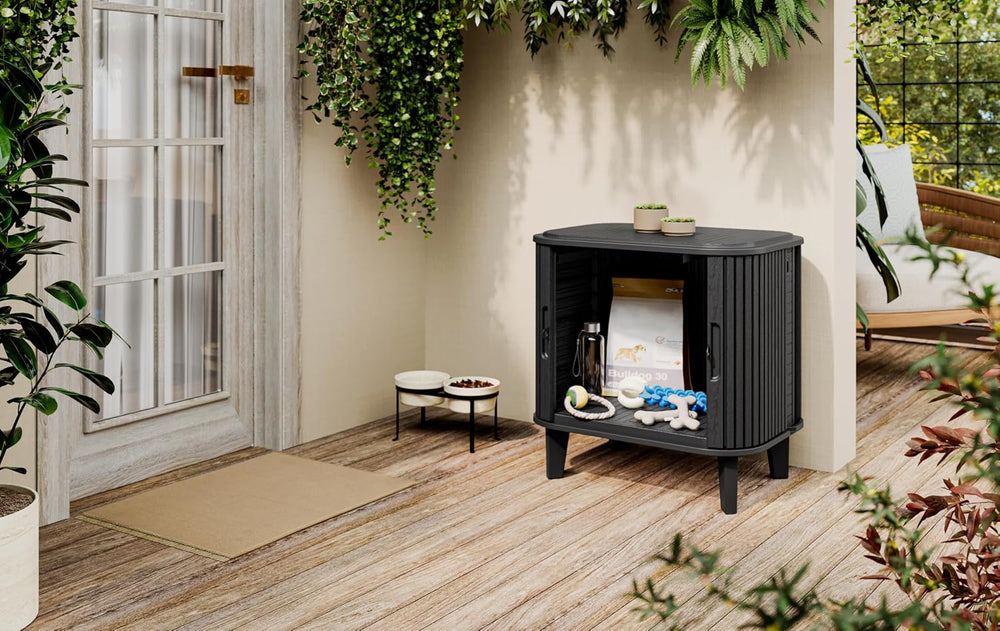 Keter Velo 30 Gallon Outdoor Storage Cabinet (2 Pack), Weather‑Resistant Resi...
