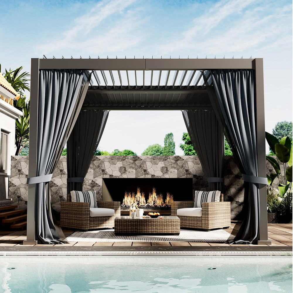 10'x10' Metal Pergola, Outdoor Patio Pergola with Hardtop Roof,Alumin...