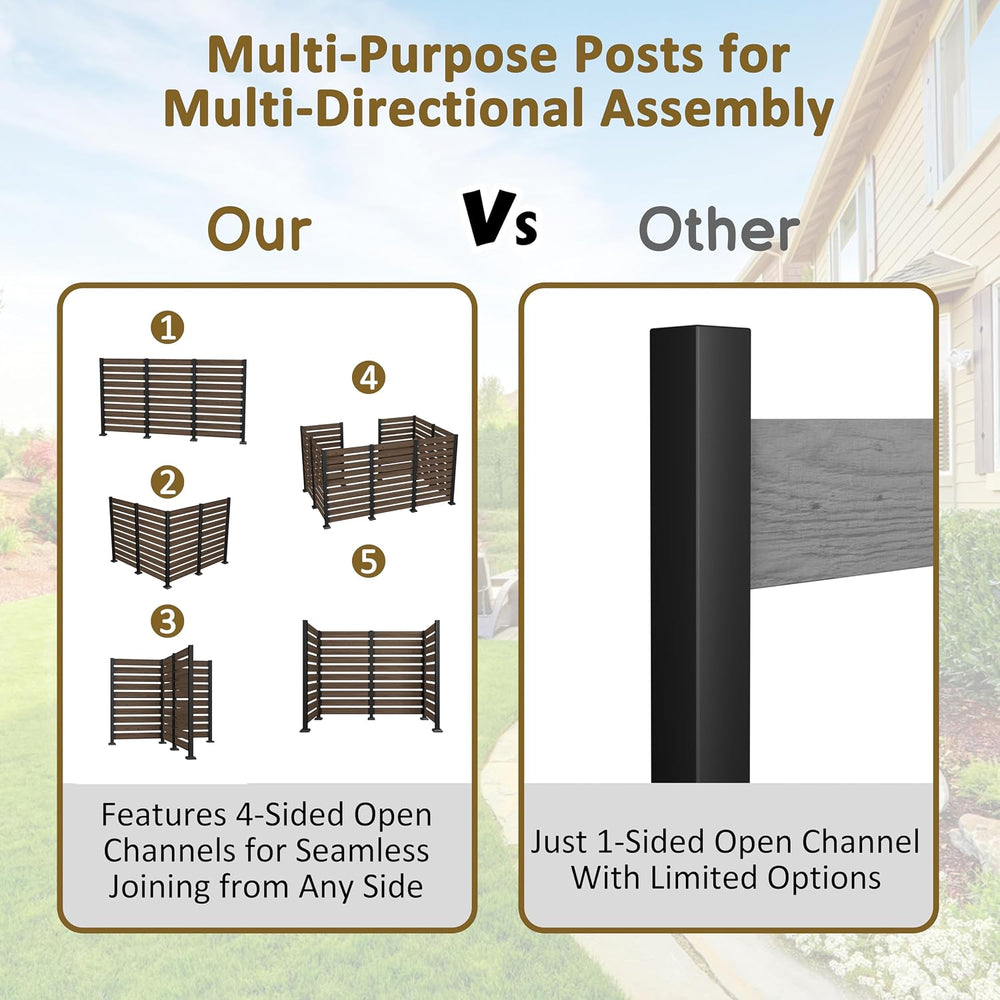 MUPATER 5FT× 6.5FT No-Dig Wood Privacy Screen, Outdoor Screen Panel for Hard ...