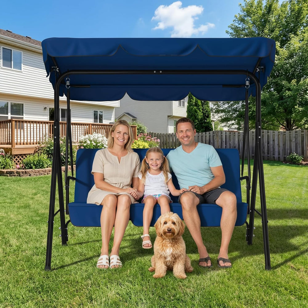 AECOJOY Porch Swing with Stand, 3-Seat Outdoor Clearance Porch Swings for Adu...