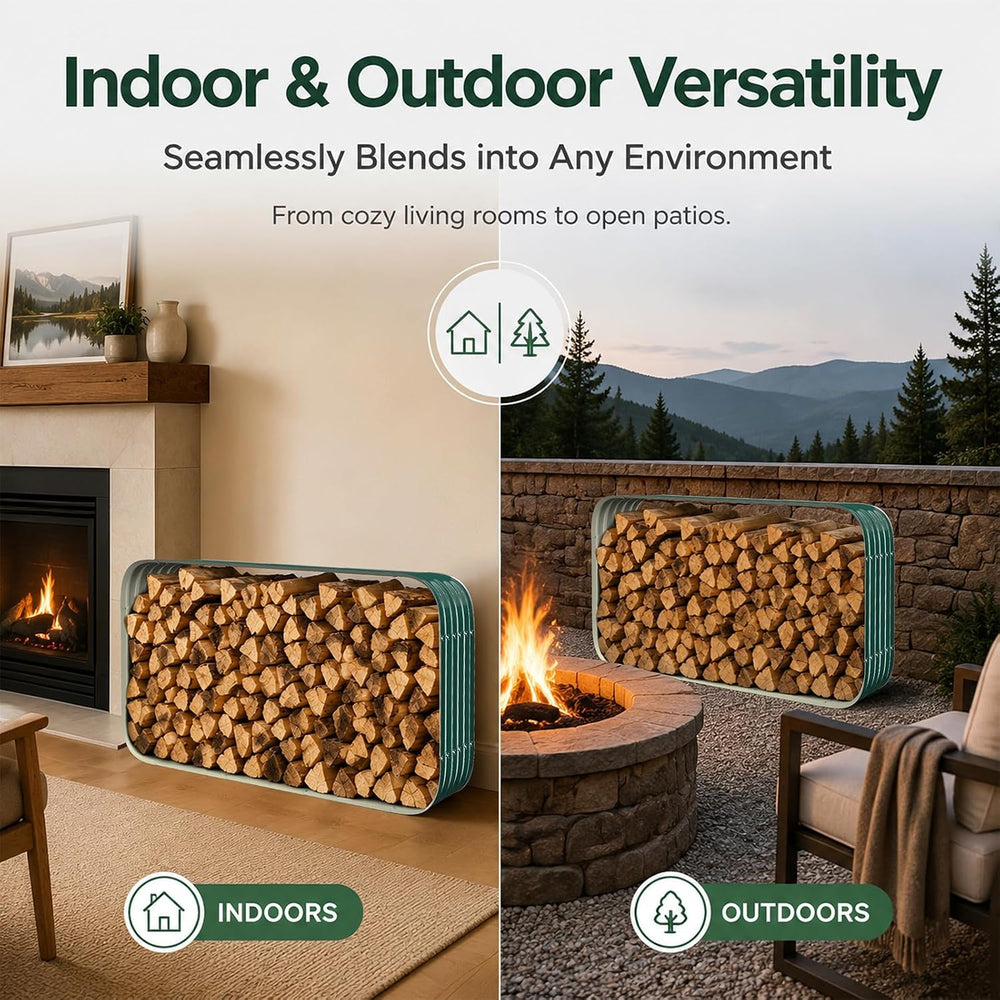 5.5 X 2.7 X 1.5 FT Cuboid / 4FT Square Green Firewood Rack Outdoor / Indoor