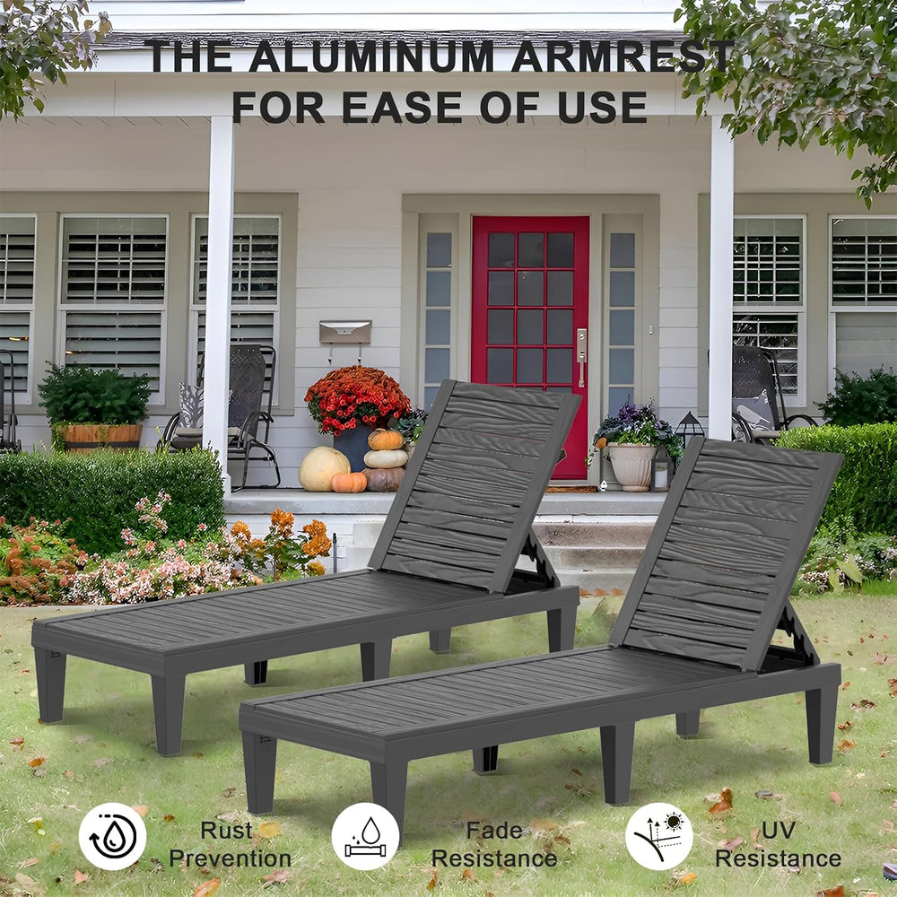 EasyUp Resin Chaise Lounge Chairs with 5-Position Backrest, UV & Fade-Res...