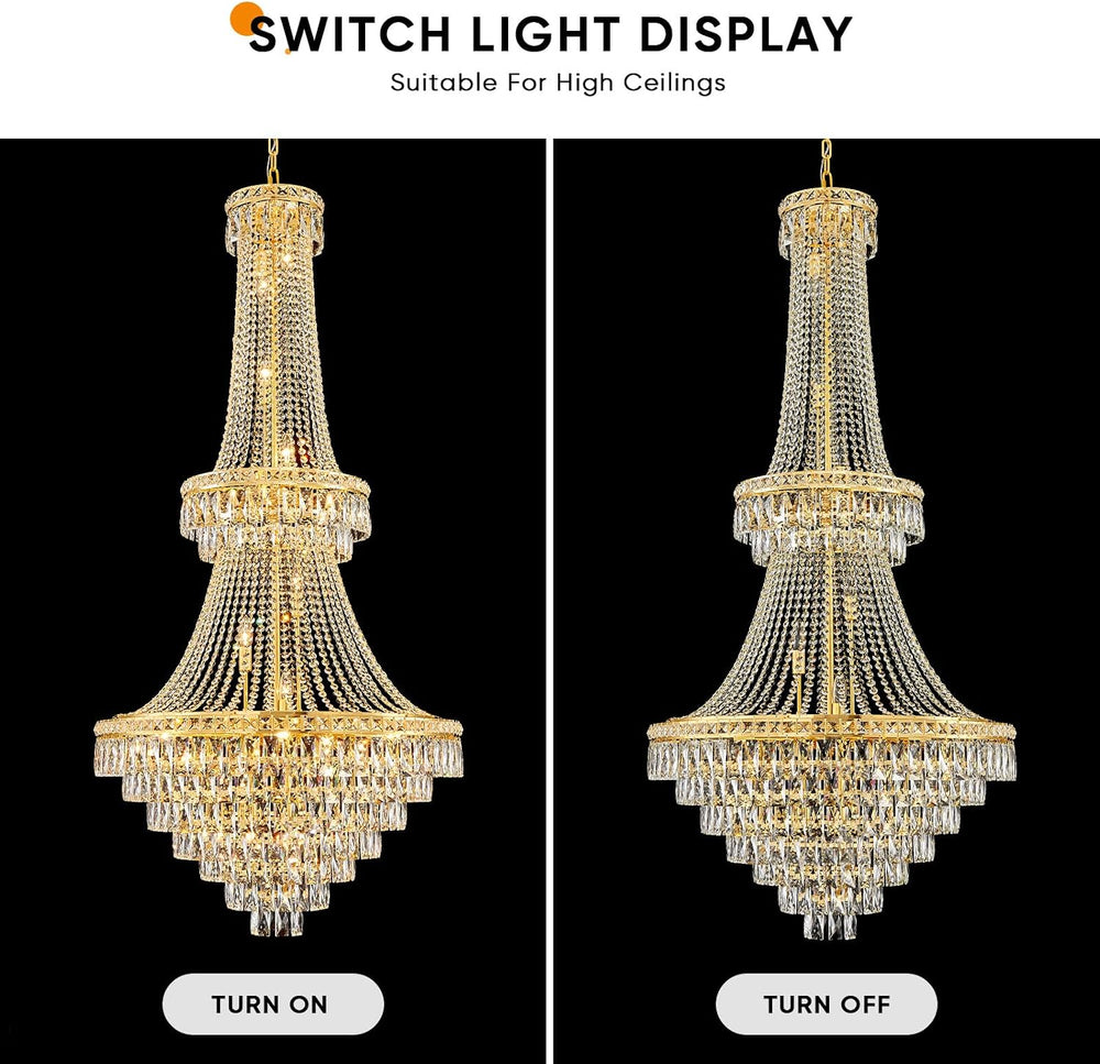 Large Gold Luxury Crystal Chandeliers 26 Lights Modern Chandelier for High Ce...