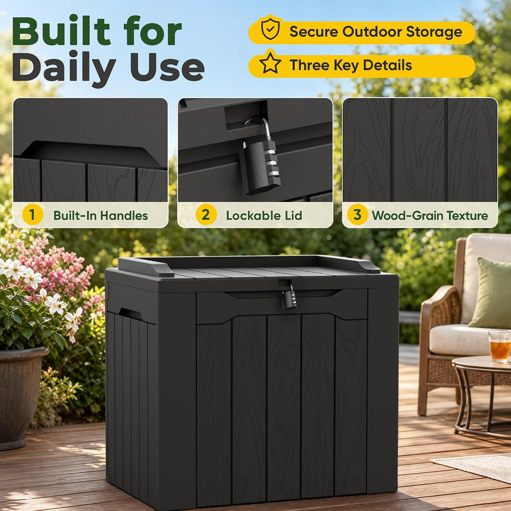 Flamaker Deck Box 31 Gallon Waterproof Resin Small Storage Box with Lid