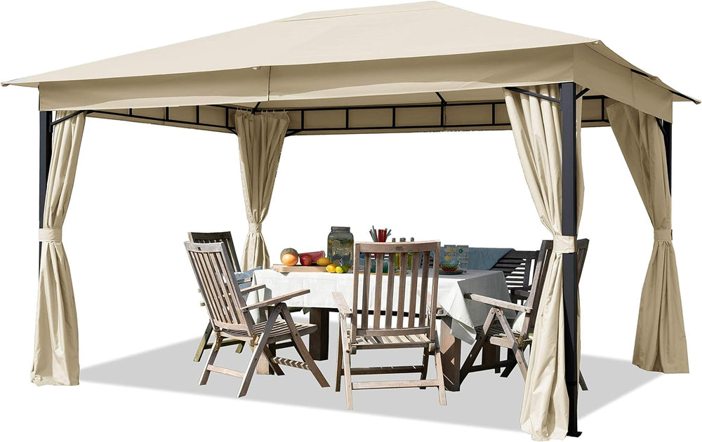 TOOLPORT 10x13 ft Gazebo, Champagne