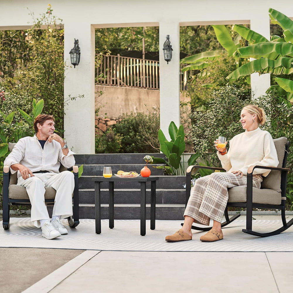 NATURAL EXPRESSIONS 3 Piece Patio Bistro Set, Glider Rocking Chairs & Table