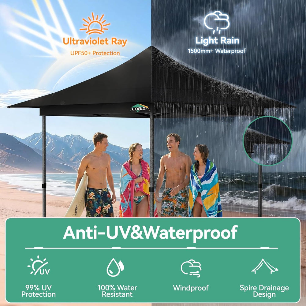 COBIZI 13x13 Pop Up Canopy Tent Heavy Duty with Auto-Extending Eaves
