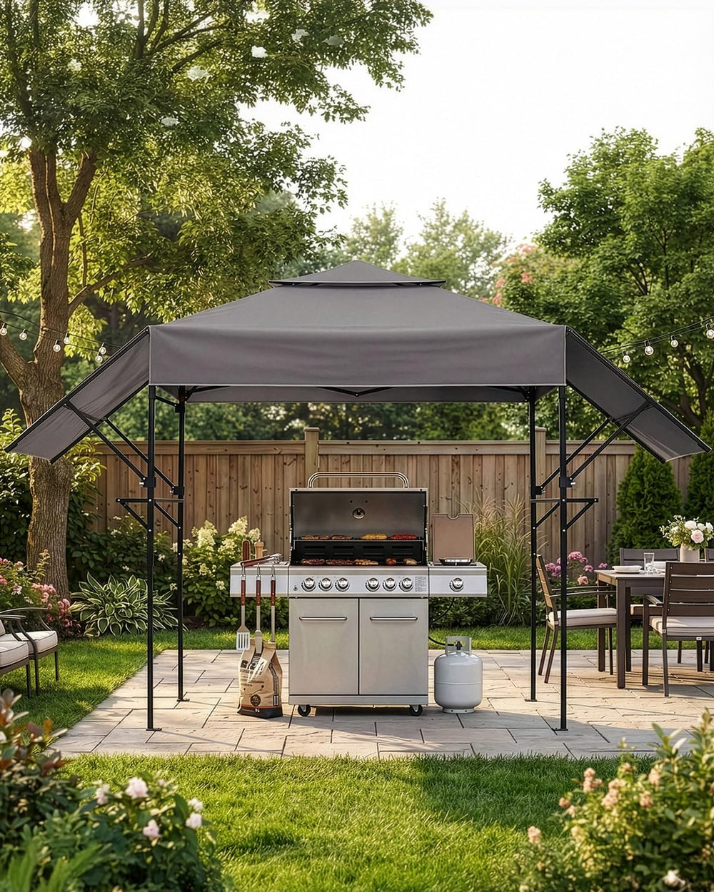 Outvita Grill Canopy for Outdoor BBQ, 80 * 40in Portable Folding Frame