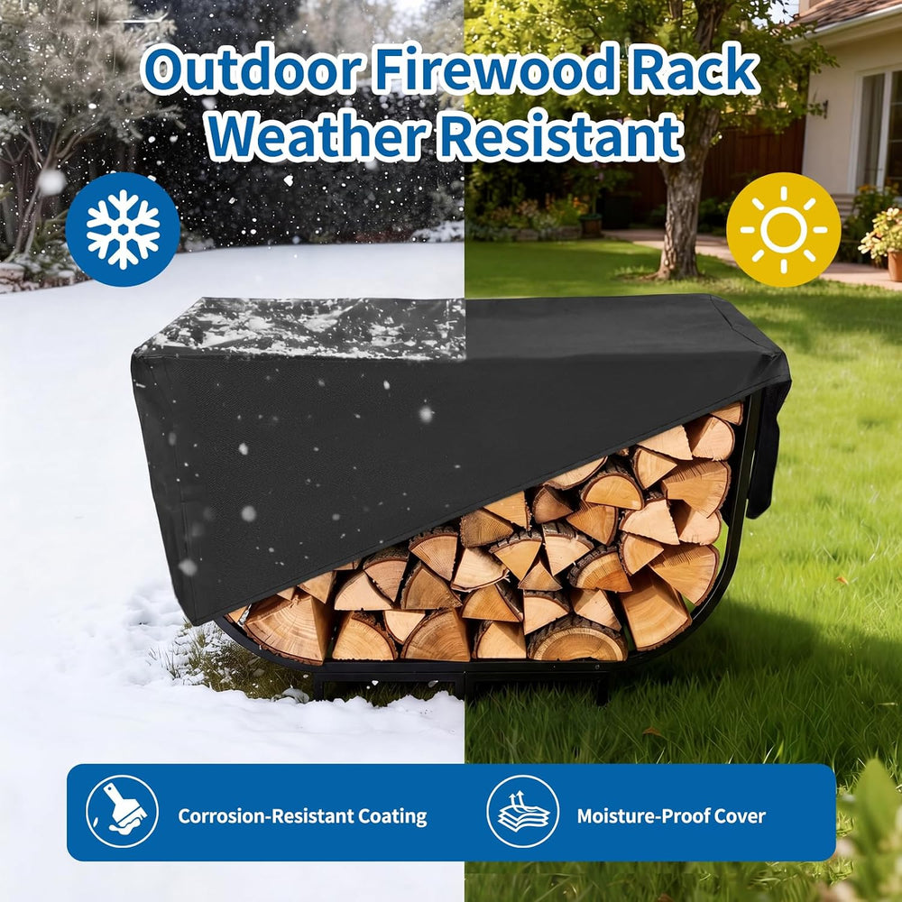 Firewood Rack Outdoor w Thicken Cover, 40 Inch Indoor Large Firewood Rack-Sta...