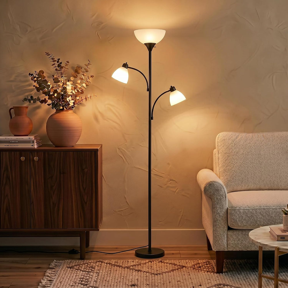 Brightech Sky Dome Double LED Floor Lamp, Torchiere Super Bright Floor Lamp w...