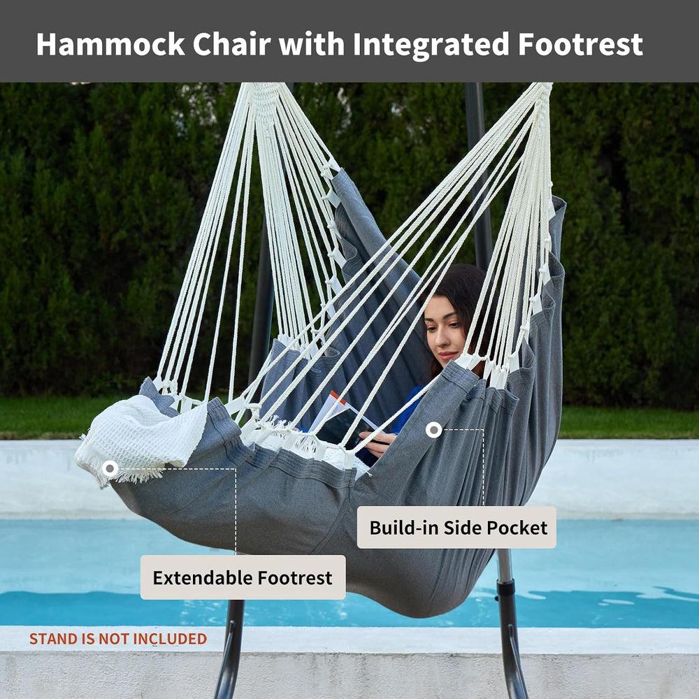 CHULIM XL Hammock Chair with Footrest, Steel Spreader Bar, 500 lb Capacity