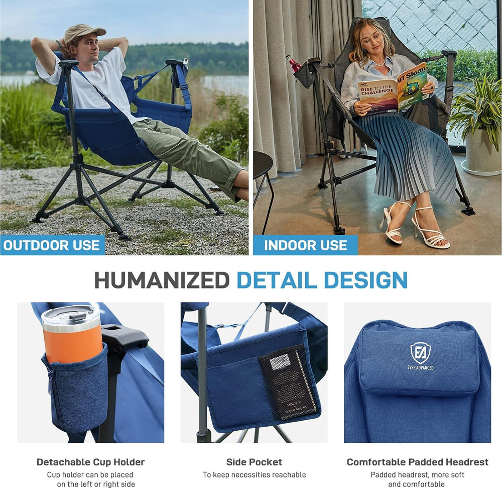 EVER ADVANCED Padded Hammock Camping Chair, Oversized Heavy Duty Swing Chair ...