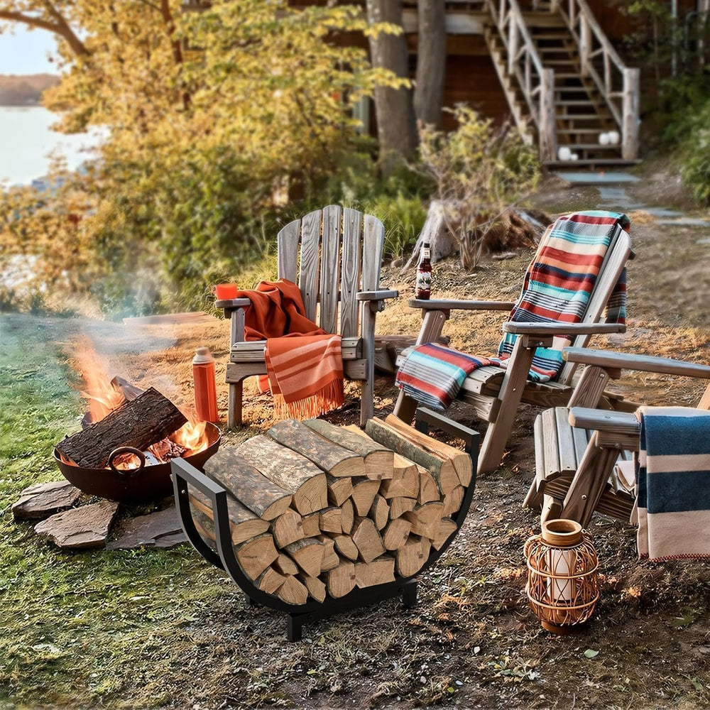 Dicasser Firewood Rack Outdoor and Indoor Firewood Storage, 24 INCH Double Co...
