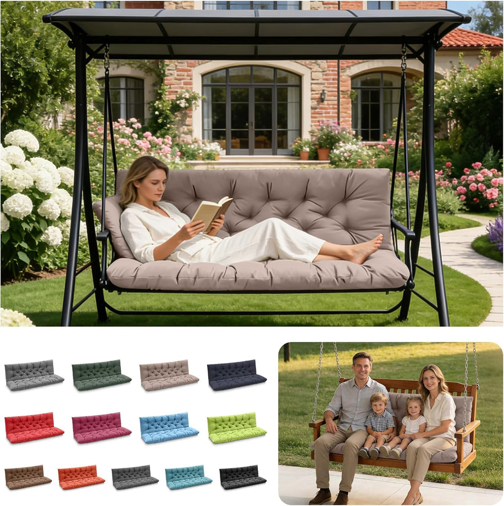 Porch Swing Cushions, Outdoor Swing Replacement Cushions 3 Seater with Backre...