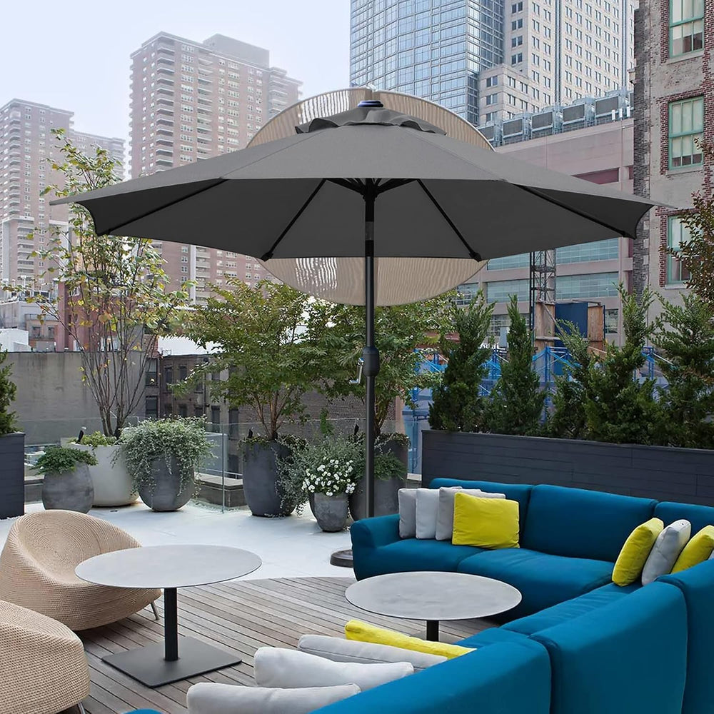 Sunnyglade 9' Patio Umbrella Outdoor Table Umbrella with 8 Ribs Grey