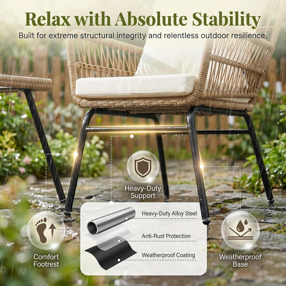 RADIATA 5 Pcs Boho Outdoor Furniture, High Back Wicker Conversation Set