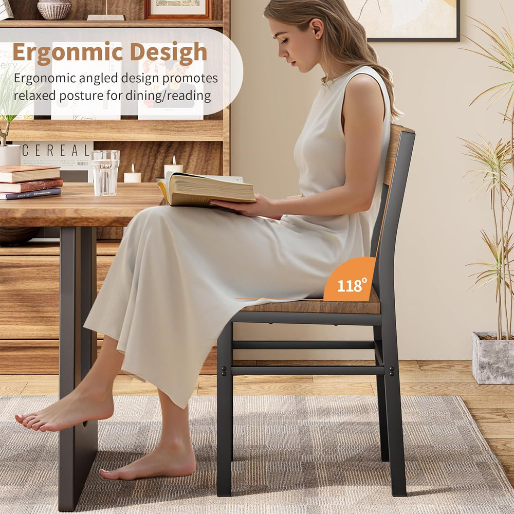 MECHYIN Nut-Brown Dining Chairs Set of 6, Farmhouse Kitchen Room Chairs