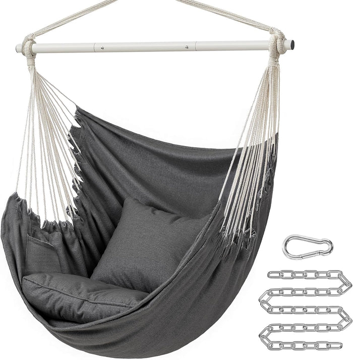SONGMICS Hammock Chair, Load Capacity 330.7 lb, with 2 Cushions and Pockets