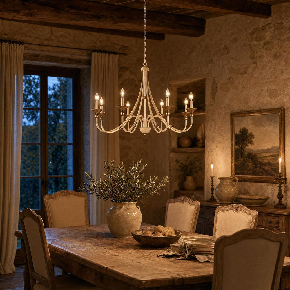 37.4" Large French Country Chandelier, 8-Light Farmhouse Chandelier for ...