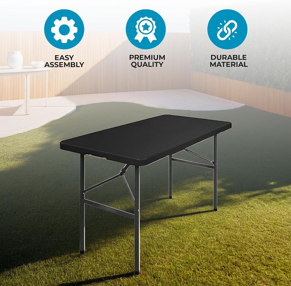 Simpli-Magic 4ft Portable Plastic Folding Table – Indoor & Outdoor Heavy-...