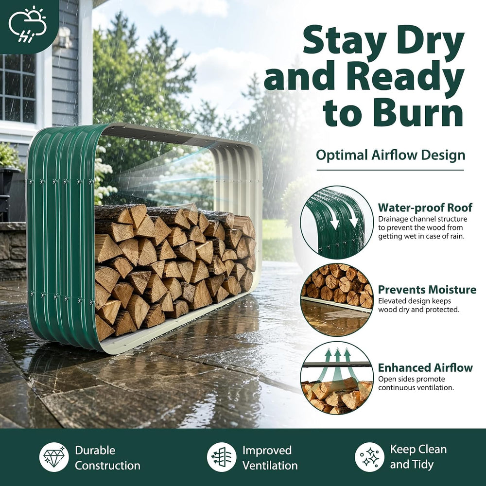 5.5 X 2.7 X 1.5 FT Cuboid / 4FT Square Green Firewood Rack Outdoor / Indoor