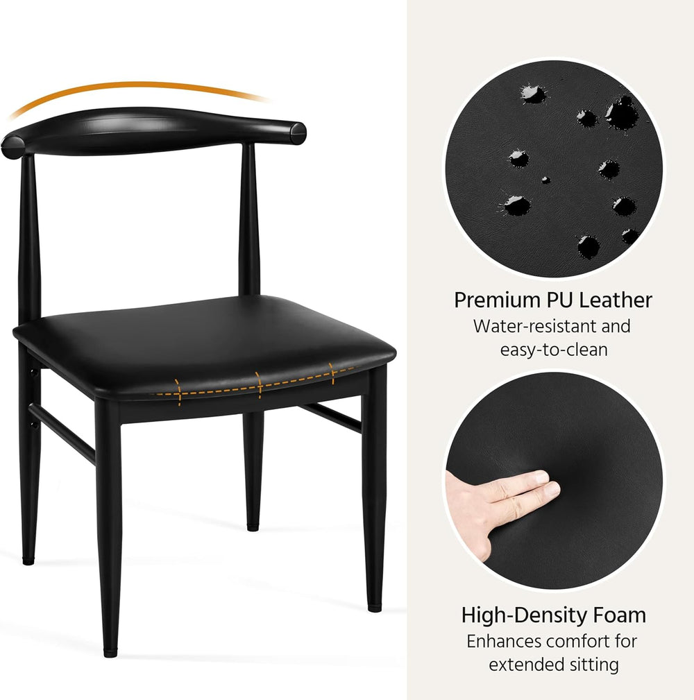 Yaheetech Mid Century Modern Dining Chairs Set of 2 Metal Legs Black Chair