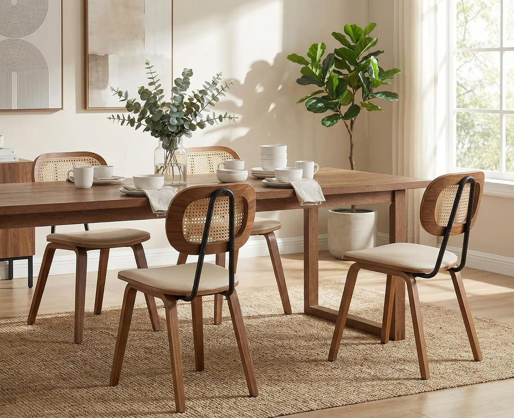 HEAH-YO Modern Dining Chairs Set of 2, Upholstered Faux Leather Dining Room C...