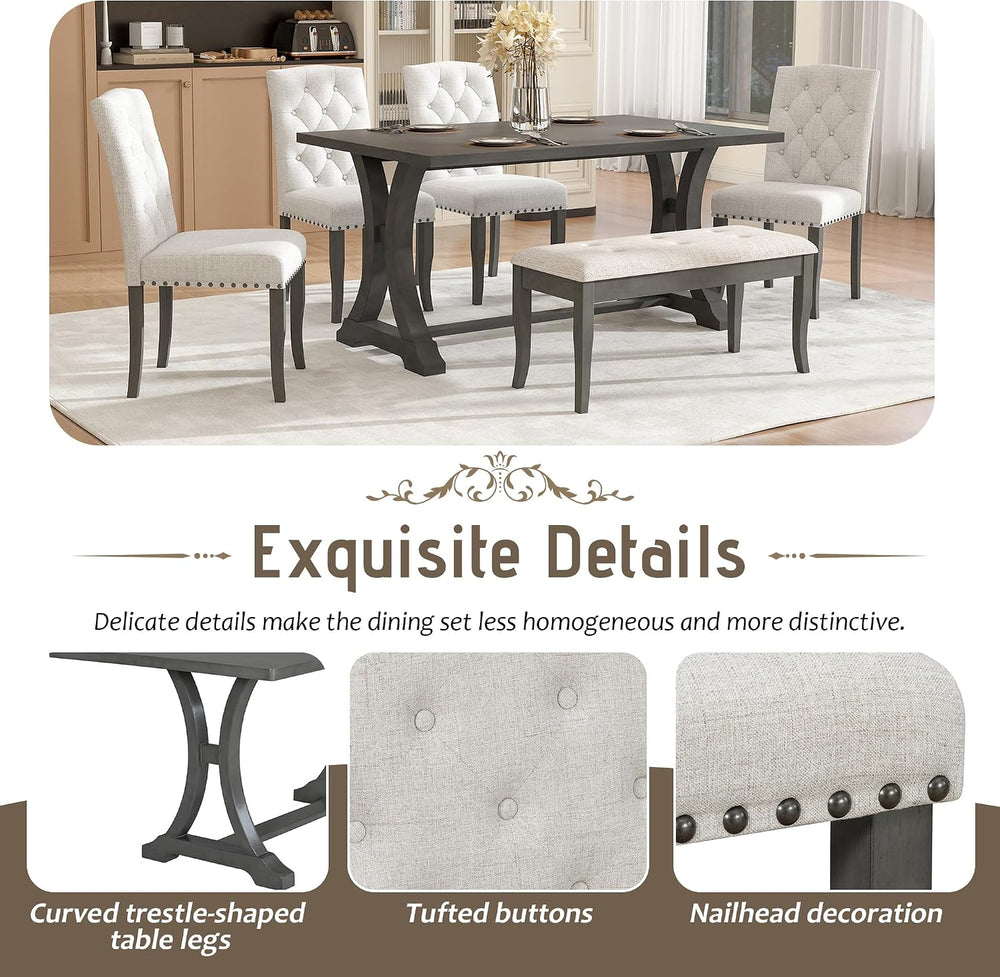 Harper & Bright Designs Classic and Traditional Style 6 - Piece Dining Se...