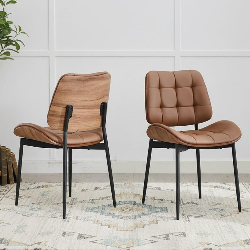Mid Century Modern Dining Chairs Set of 2, Brown
