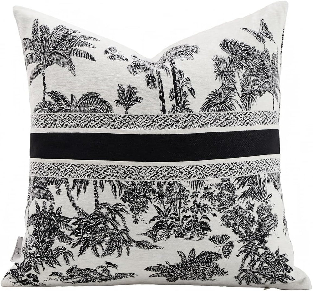 Croker Horse Premium Throw Pillow Covers 18x18 Inches - Jungle with Black Pal...