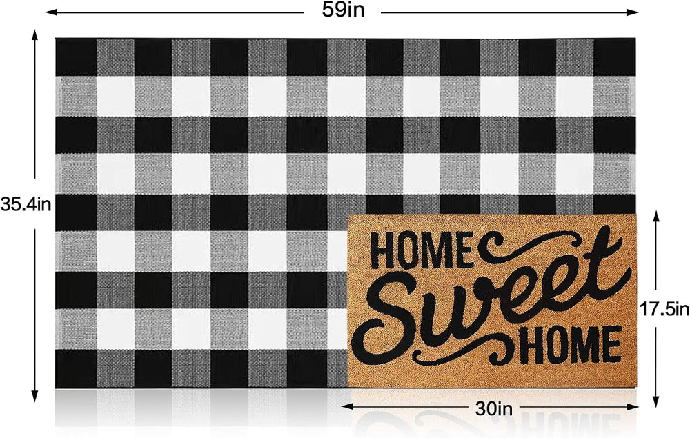 MUBIN Fall Decor Cotton Buffalo Plaid Rug, 3' x 5' Black and White Ou...
