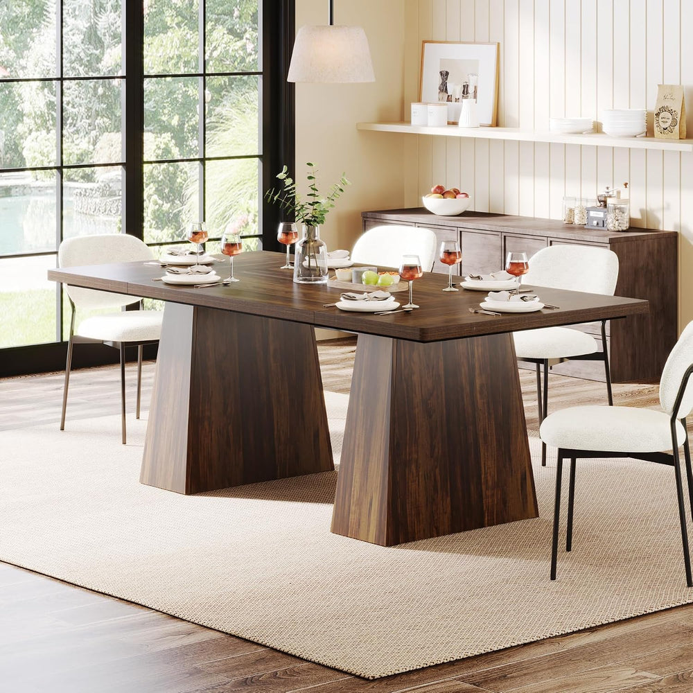 Tribesigns Dining Table for 6, Farmhouse Rectangular, Rustic Brown, 63" ...