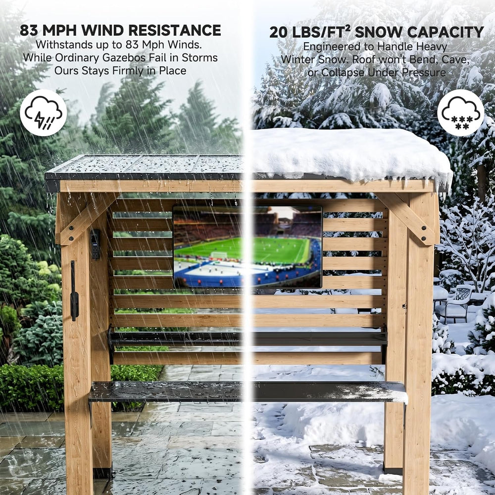 SUNYRISY 6 x 8 Ft Wood Grill Gazebo for Outdoor Patio Bar