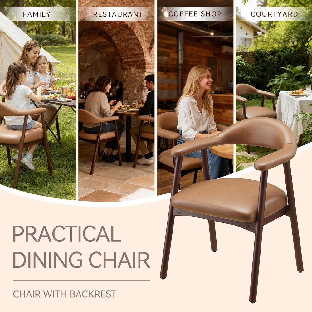 MALOL Leather Dining Chair with Armrest Set of 2, Upholstered Dining Room Cha...