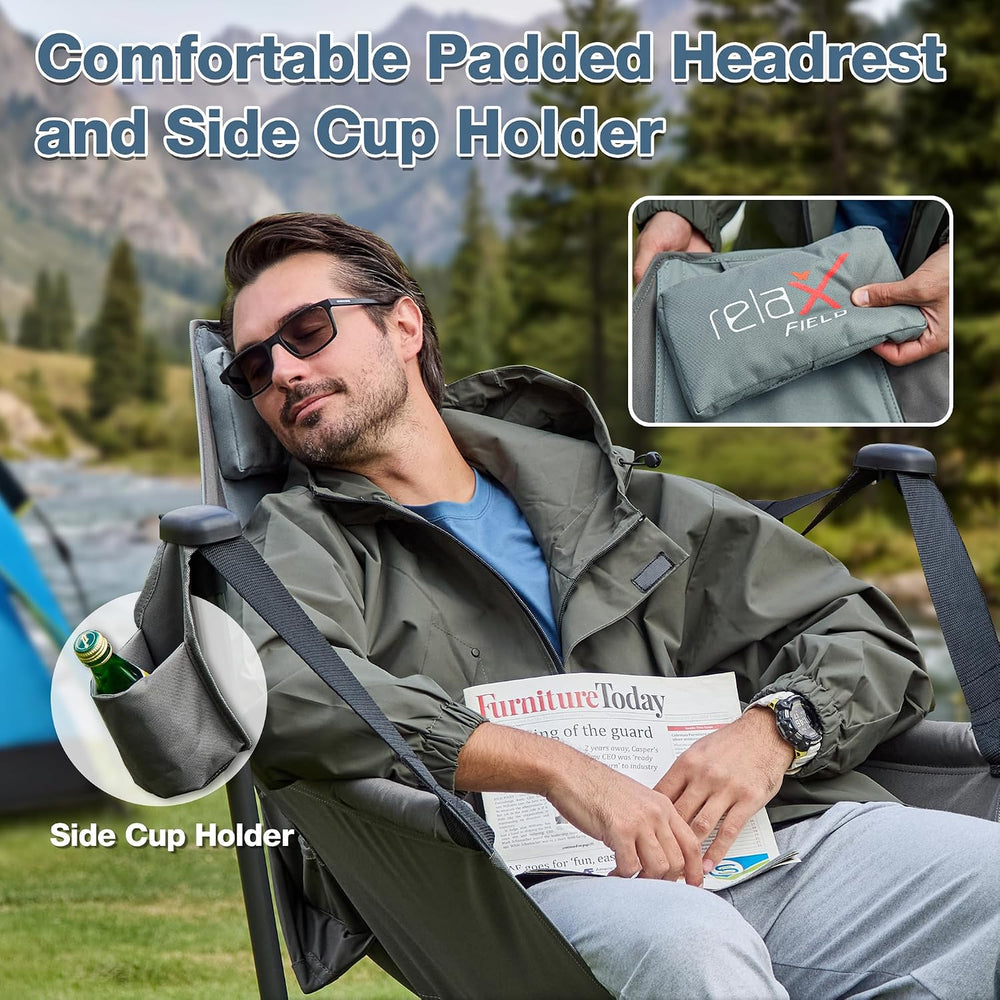 Hammock Camping Chair, Oversized Swinging Chair, 350LBS, Grey