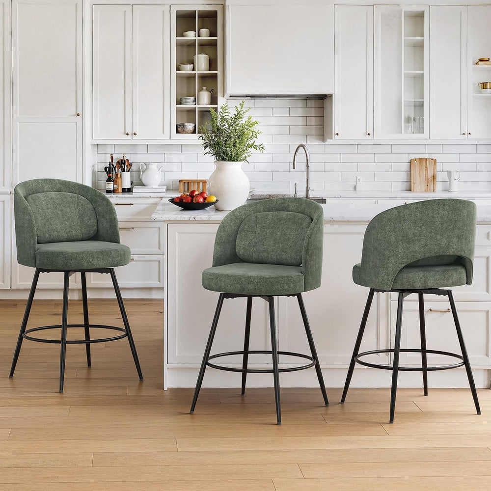 LUE BONA 26" H Swivel Bar Stools Set of 3, Counter Height Bar Stools wit...