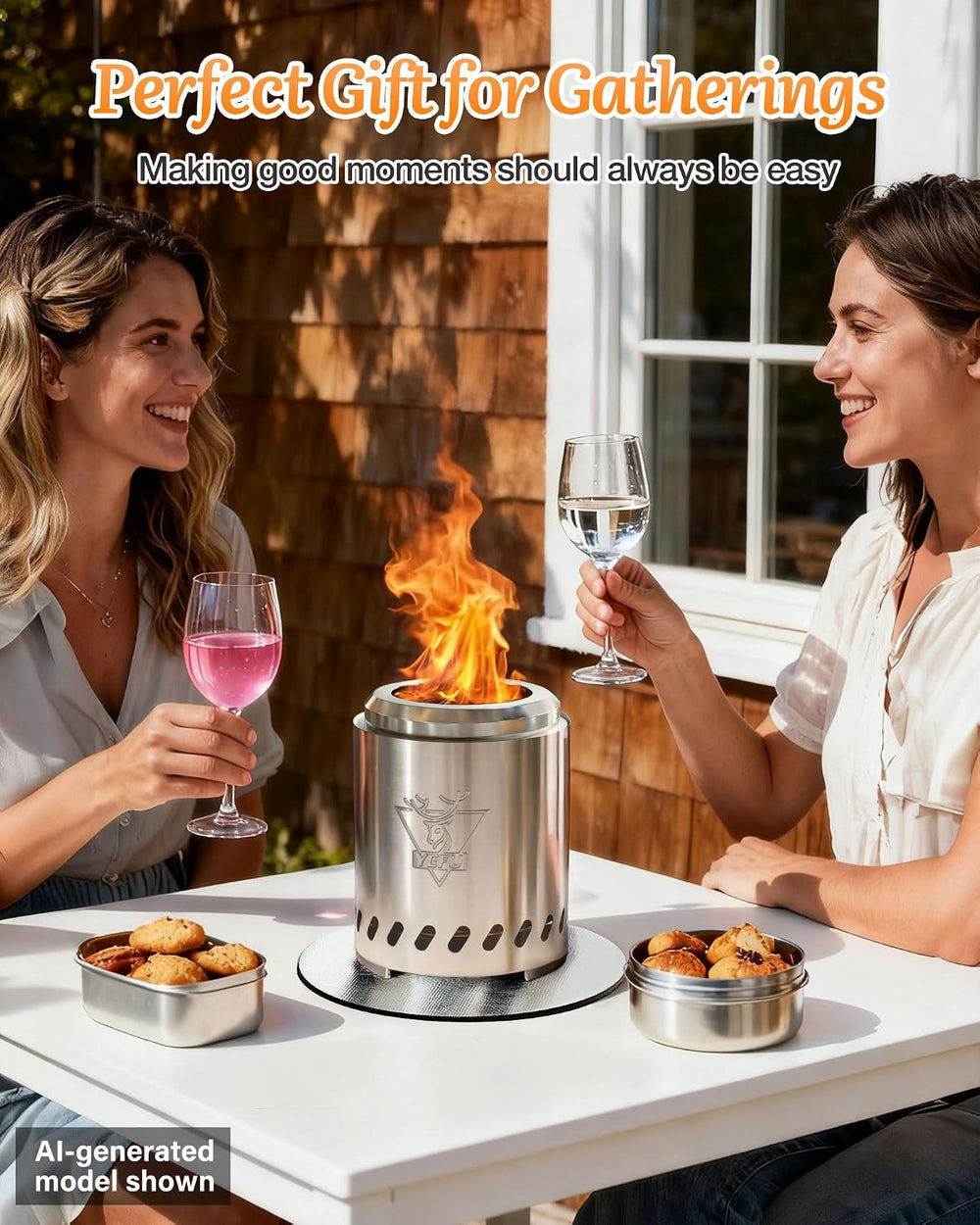 YEFU 7.5 x 5.5 in Tabletop Fire Pit, Low Smoke Pellet & Wood Stove with Bag