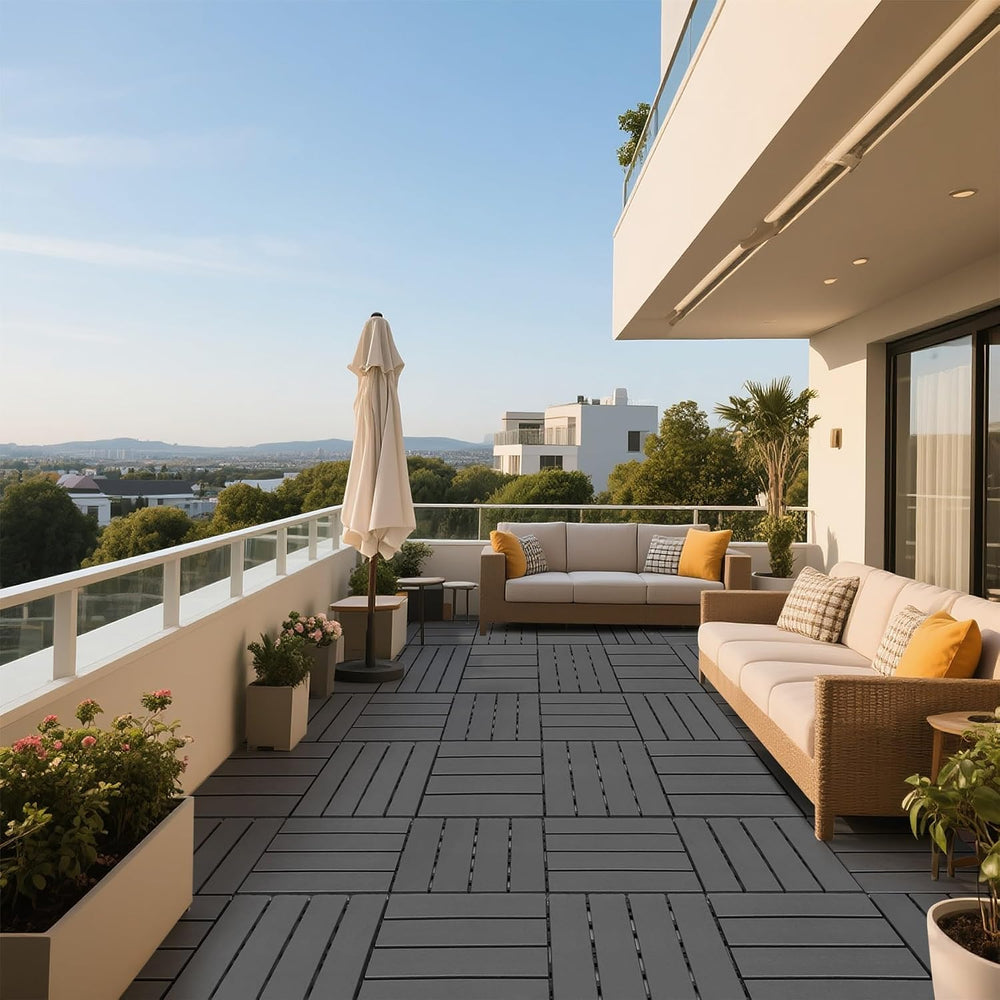 44 Pack Interlocking Deck Tiles, 12"x12" Waterproof Plastic Patio F...