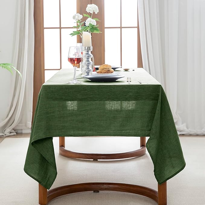EVERLY 100% Pure Linen Rectangle Tablecloths 60x108Inches for Dining,Buffet P...