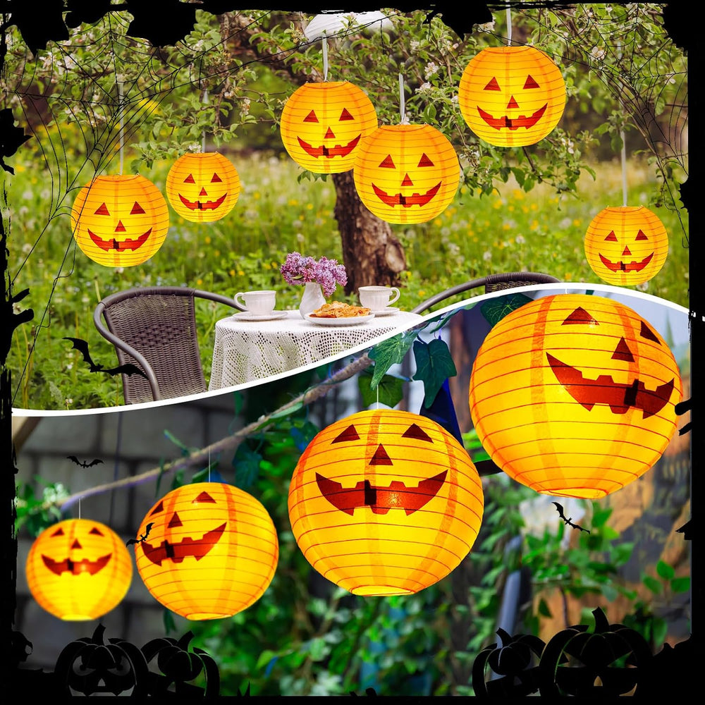 Retisee 20 Pcs 10 Inch Halloween Pumpkin Paper Lanterns Jack O Lantern